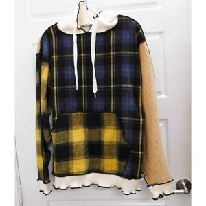Jaded London Multi Plaid Corduroy Pullover Sweatshirt Hoodie‎ sz 2